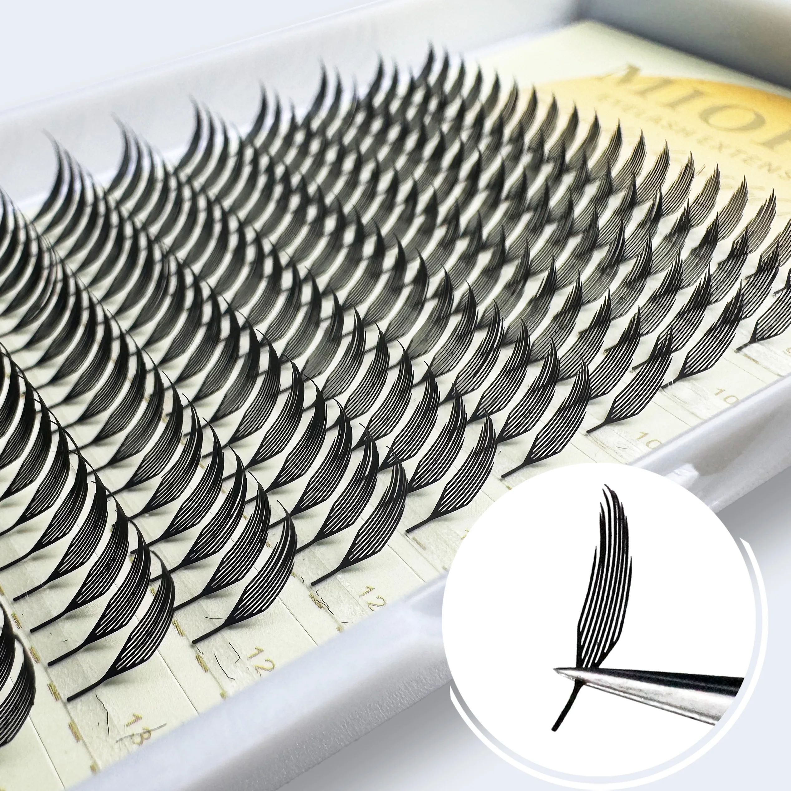 12 Rows Spire Eyelash Extension Feather Shape C/D Curl Premade Fans Anime Tower Lashes Natural Soft Lightweight Manga Eyelashes