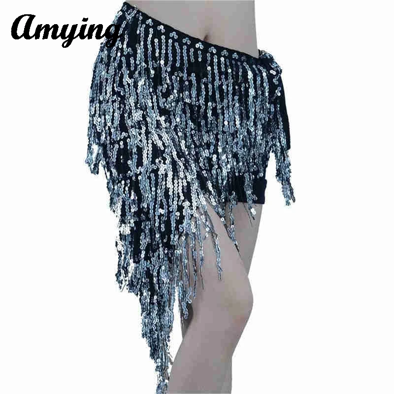 

Sexy Adult Show Costumes Belly Dance Sequin Performance Suit Women Wrapped Skirt Training Suit Tassel Waist Chain Hip Scarf