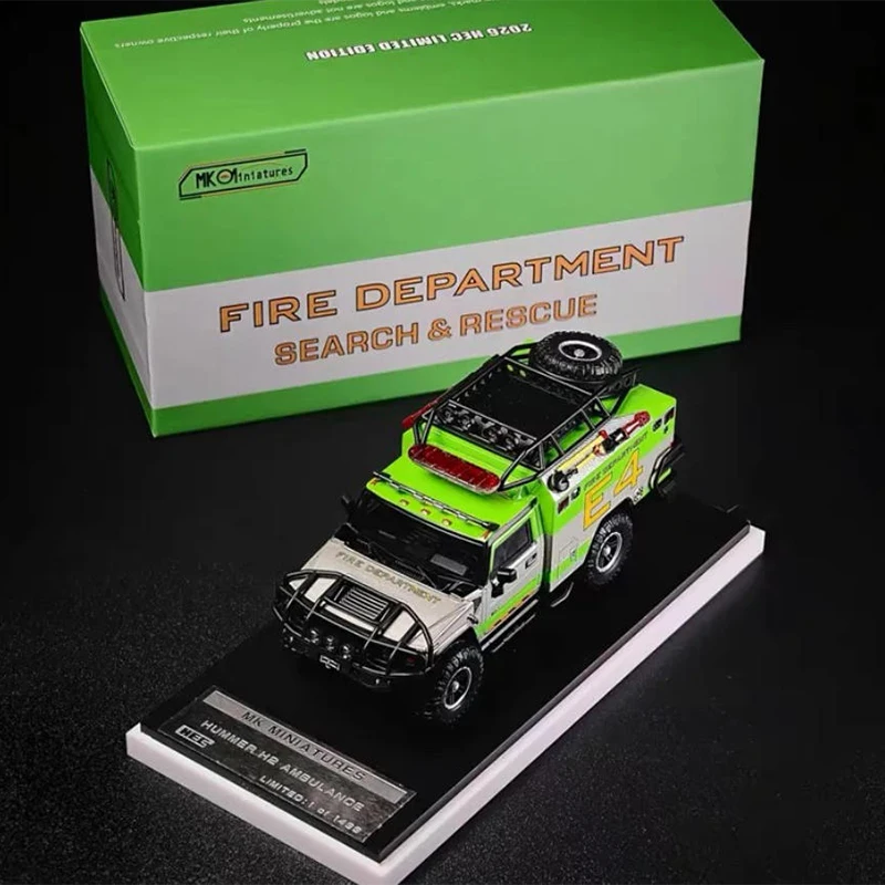 

1/64 Scale Hummer H2 Ambulange Simulation Alloy Car Model Static Display Collectible Toy Gift Souvenir Decoration