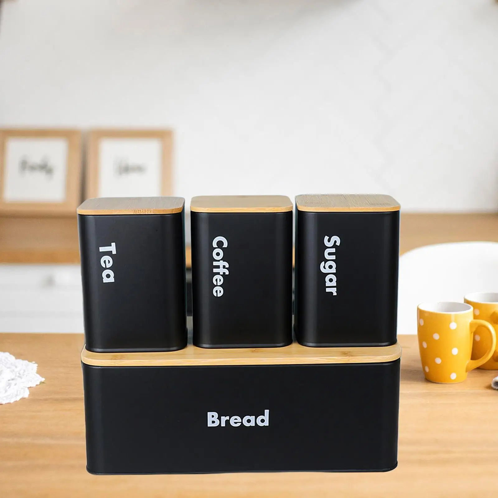 Kitchen Canisters Set Countertop Bread Box Practical Multipurpose Food Storage Container Farmhouse Food Jars for Cookies Home