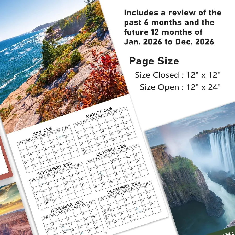 Kalender 2026 - JAN 2026 - DEC 2026 2026 Wandkalender 18 Maandkalender 2026 12 "x 24" Open Wandkalender 2026 met Ongelinie