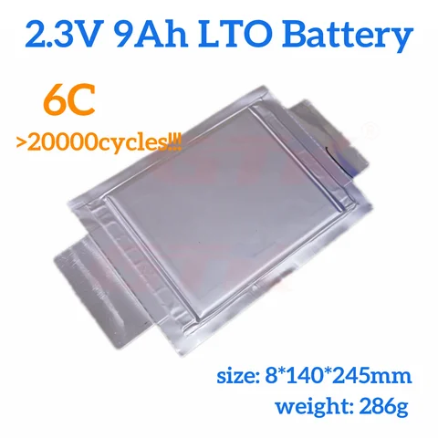 GTK Brand New LTO 2.3V 9Ah 10Ah 6C Discharge Lithium Titanate Cell for DIY Battery Pack 12V 24V 48V 120Ah Solar System Golf Cart