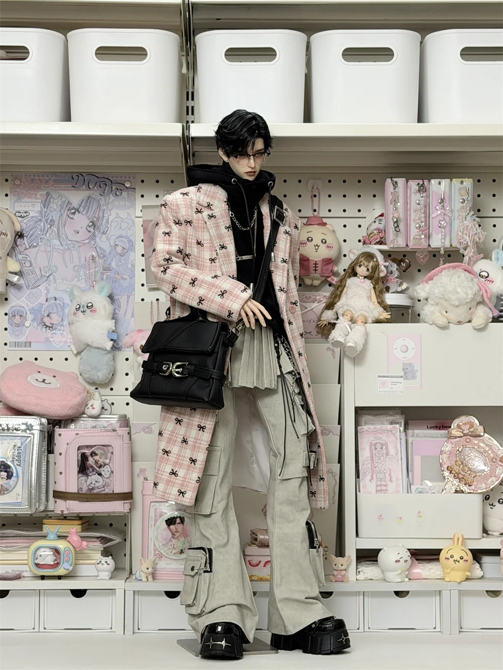 

Spot Inventory Trench Coat Handsome Casual Winter Bow-Tie Plaid Coat ID75 BJD Doll Clothes Toys Boys Girls Doll Accessories