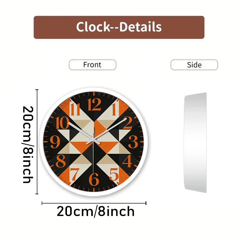 Geometric Patchwork Cartoon Round Silent Hanging Wall Clock, Suitable For Living Room,School,Study Room,Bedroom,Children's Gifts