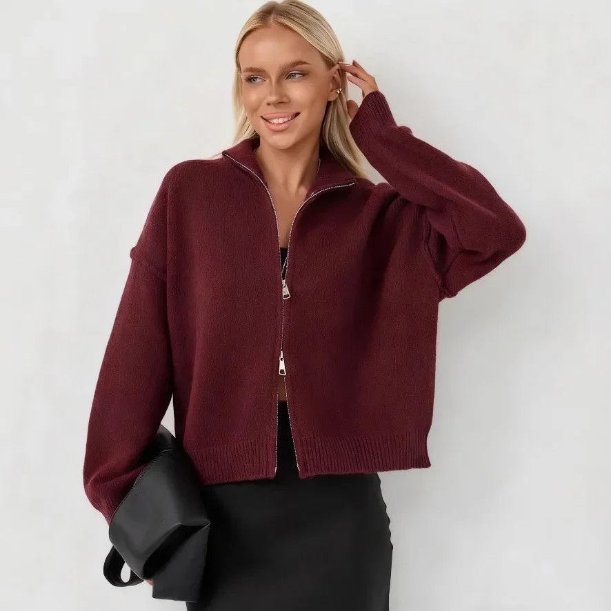 Women's Autumn Knit Jackets 2026 New Fashion Sweater Elegant Women's Loose Warm Jackets Street Chic Youth Student Coats Clothes