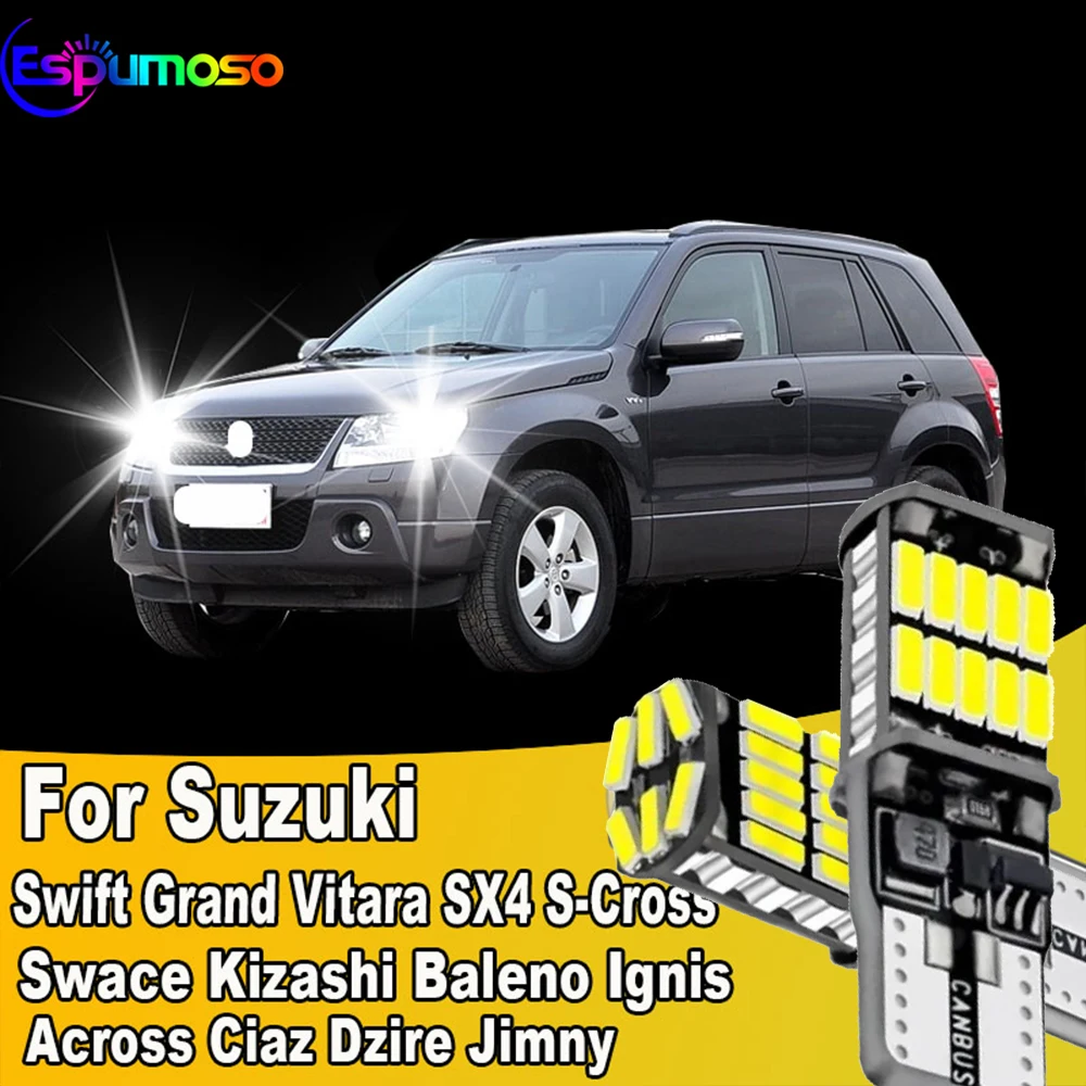 For Suzuki Swift Grand Vitara SX4 S-Cross Swace Kizashi Baleno Ignis Across Ciaz Dzire Jimny 2Pcs Super Bright T10 W5W LED Bulbs