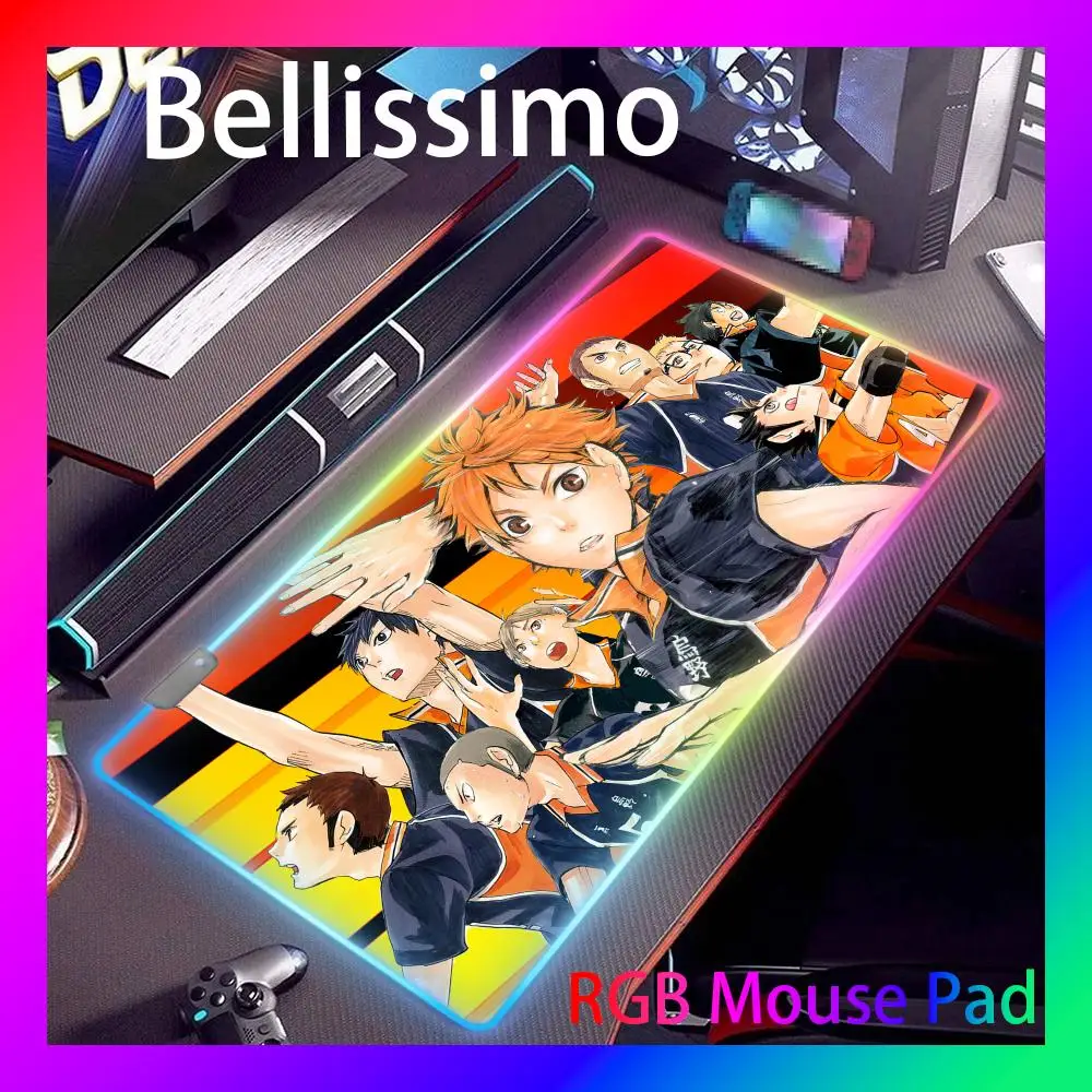 

H-haikyuu Anime Mouse Mats Mousepad Gamer Large Mouse Pad Kawaii Laptop Accessories Deskmat Mause Gaming Pc Pads Carpet Mat RGB