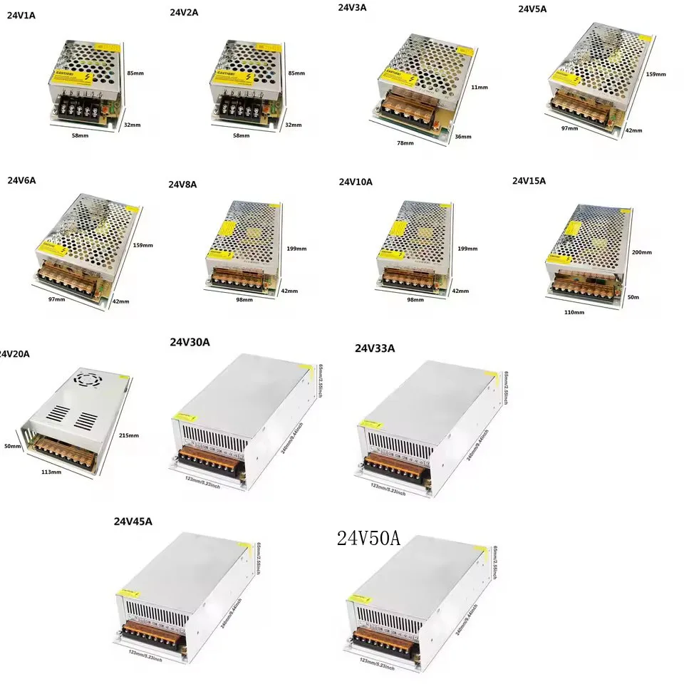 تحويل التيار الكهربائي محول الضوء AC110V 220 فولت إلى تيار مستمر 5 فولت 12 فولت 24 فولت 48 فولت مصدر إمداد الطاقة محول لشريط Led CCTV SMPS