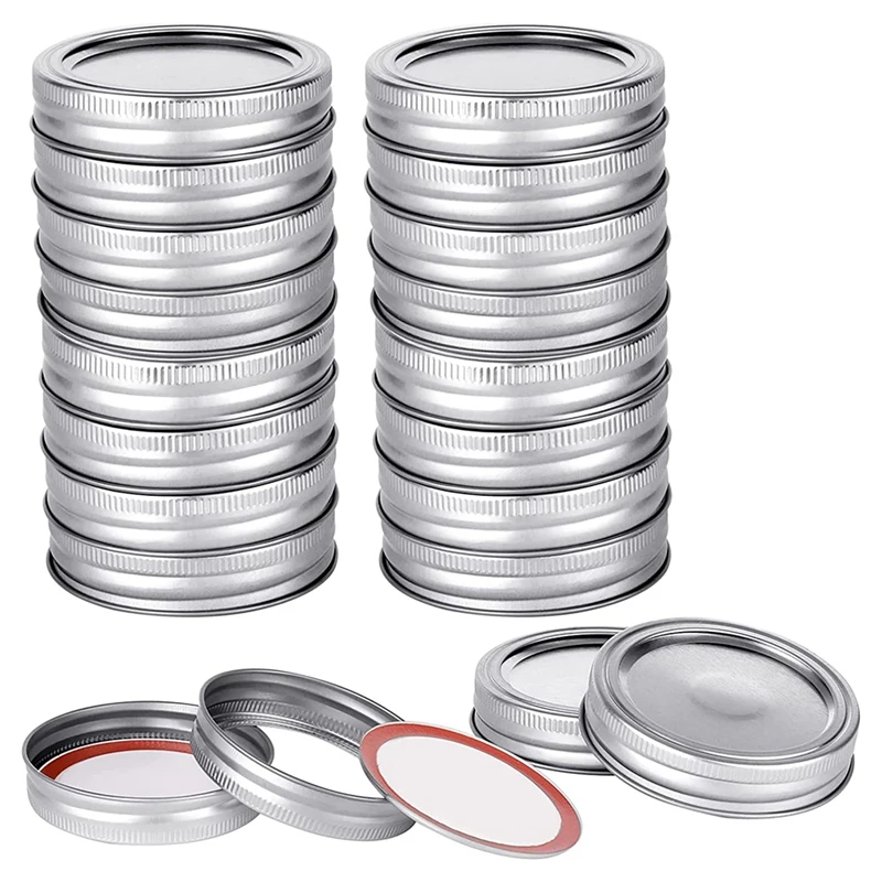 20Pcs Mason Jar Lids & Rings Set For Regular Mouth Canning,Split-Type & Leak Proof Lids For Ball Kerr Jars (70 MM)