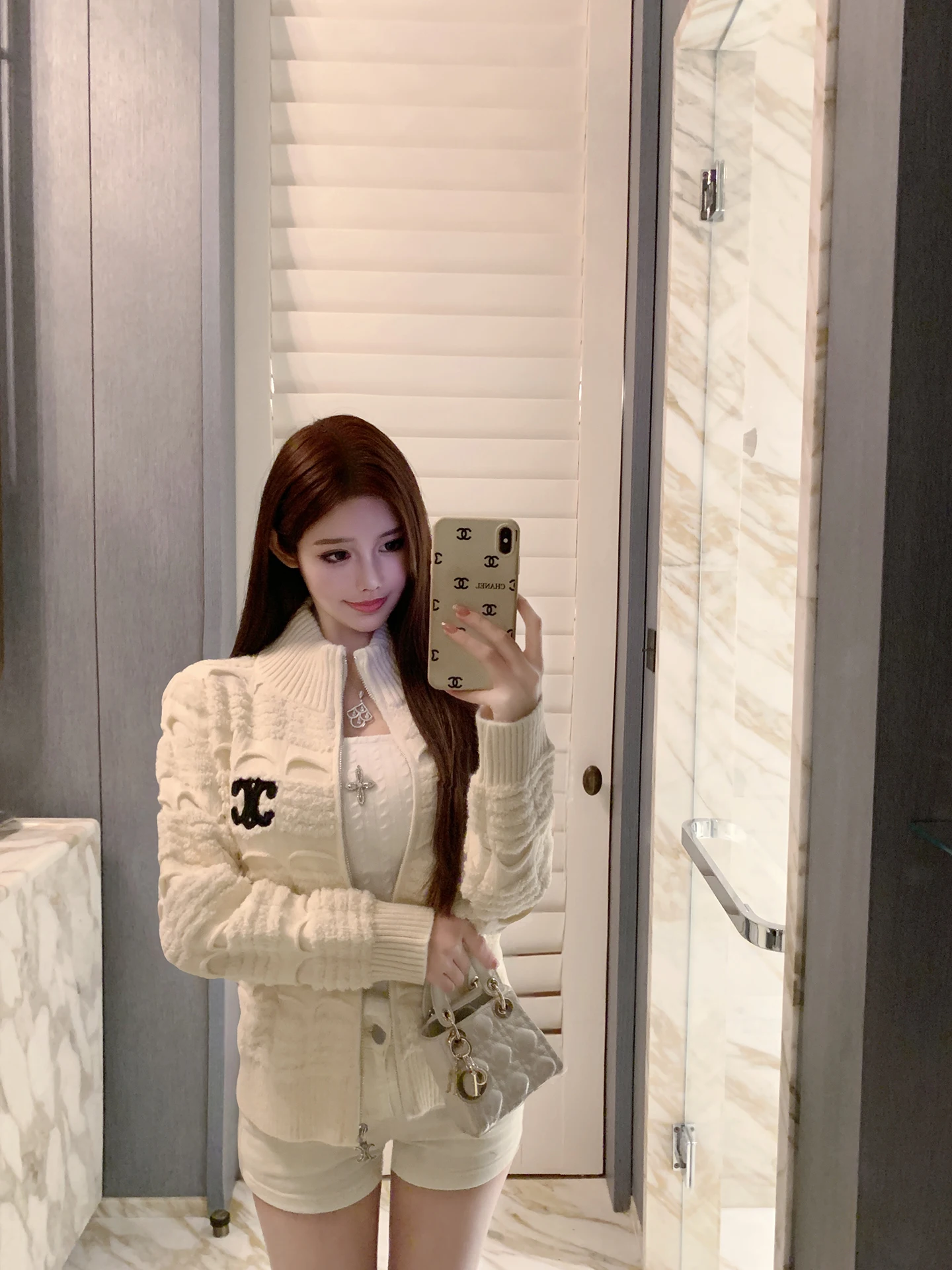 

Luna Thiened Sweater Cardigan Stand Collar Casual Outerwear New Arrival Women's Online Exclusive Long Sve Zipper Stripes