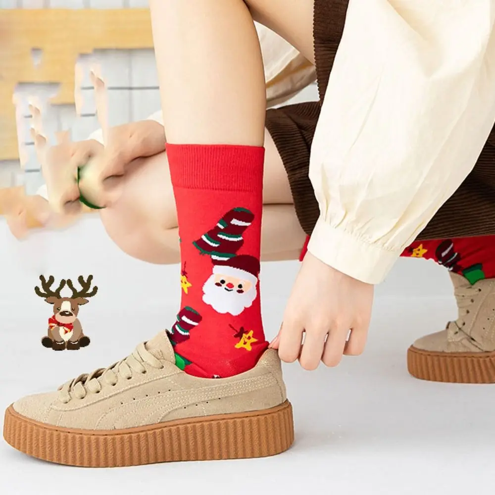 Autumn Warm Soft Comfortable Japanese Cartoon Christmas Socks Cotton Medium Tube Socks Female Socks