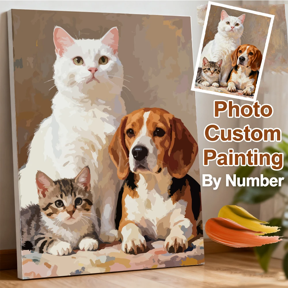 HUACAN Photo Custom Pictures Oil Painting By Numbers 24 Colour Home Decor Gift Pictures Printed Personal Private Home Decor