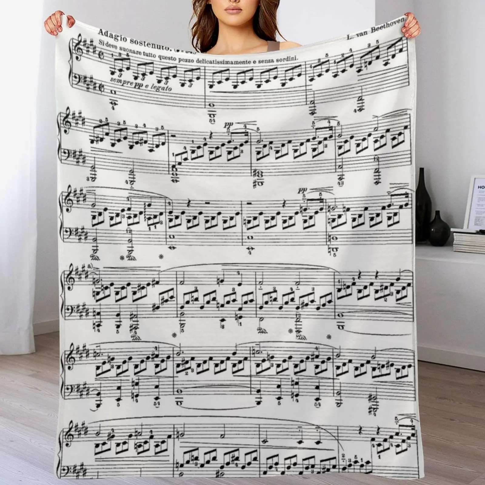 

Beethoven Moonlight Sonata Throw Blanket Warm Flannel Blanket for Couch Chair Bedroom