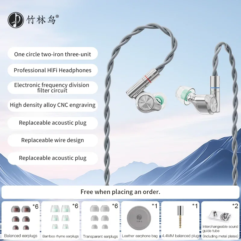 Zhulinniao Yingsun Z5 écouteurs filaires HD double chambre bouchons d'oreilles personnalisés son HiFi Tubes remplaçables pour les jeux et la musique sans micro