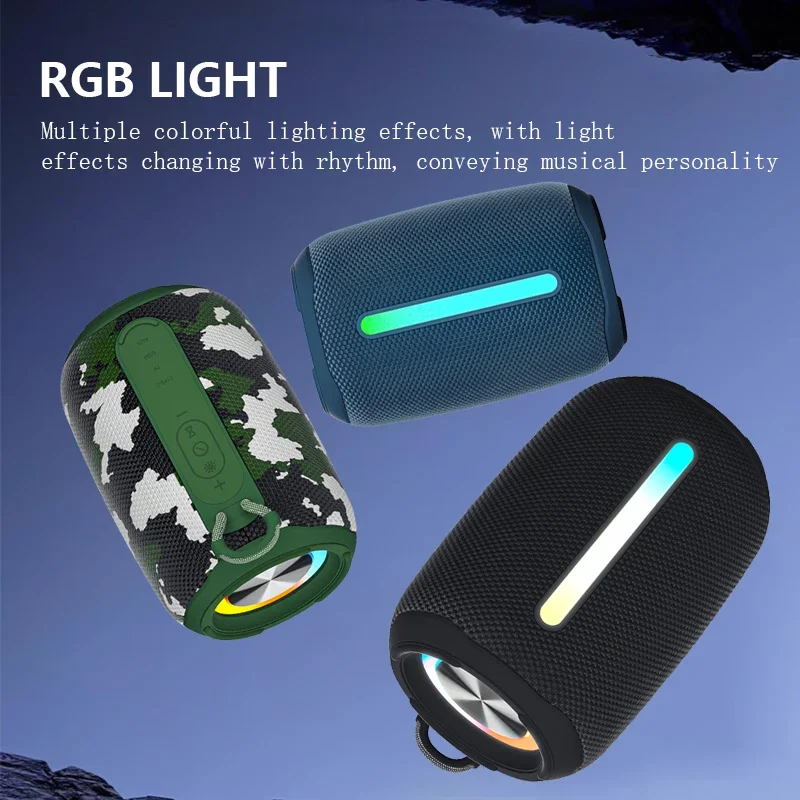 Speaker Bluetooth 5.3 Tahan Air Bass Yang Ditingkatkan Speaker Nirkabel Luar Ruangan Portabel Subwoofer 3D 360 ° Panggilan Suara Stereo Bluetooth