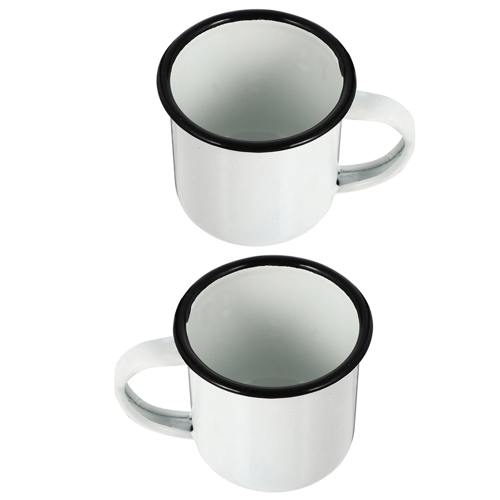 

2Pcs Enamel Drinking Mugs Retro Water Cups for Home Office Travel Camping Coffee Tea Cups Enamel Coffee Mug Drinking Cup