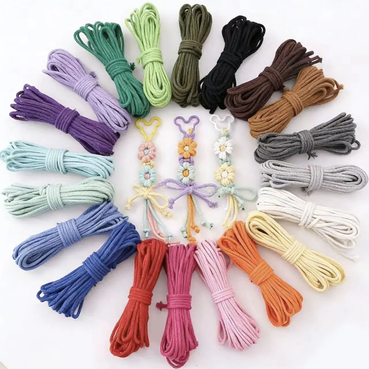 Cuerda trenzada de algodón 100% puro de alta calidad para macramé, cordones de algodón de 4 mm para macramé, pulseras DIY, llaveros, colgantes decorativos, manualidades.