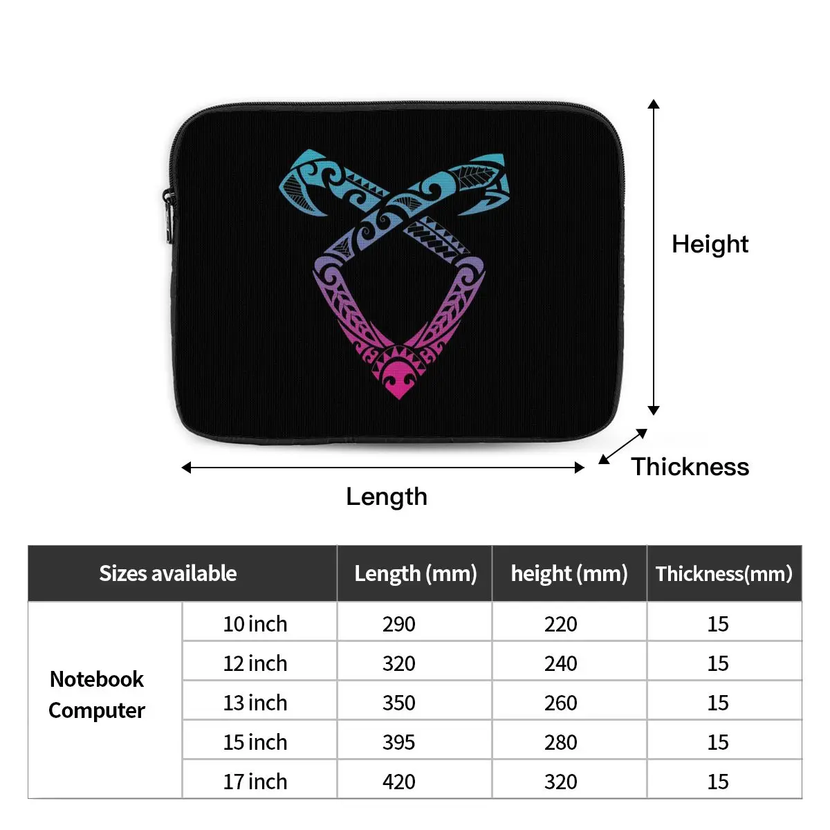 Angelic Runes Symbol - Shadowhunters Notebook Laptop Bag Case Pouch 10 12 13 15 17 Inch Notebook  Tablet Shockproof Case Bag