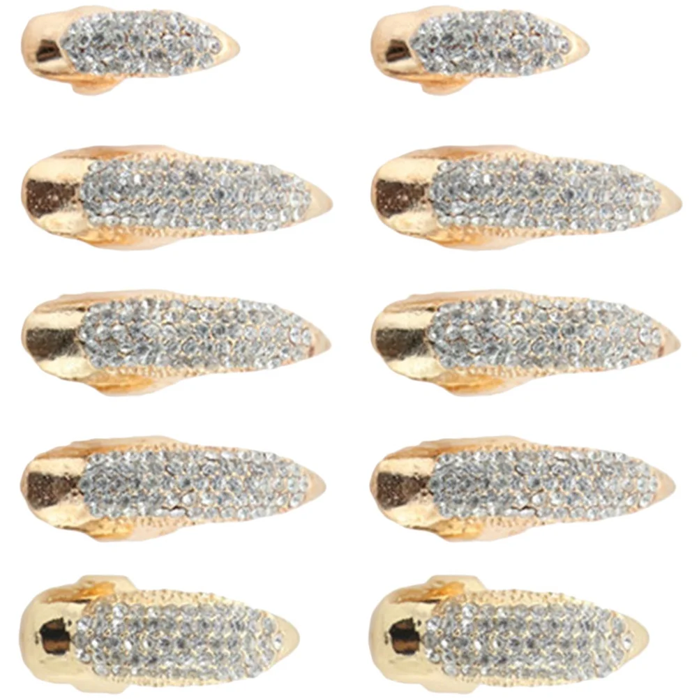 

10pcs Rhinestone Nail Rings Vintage Gothic Punk Style Fingernail Claw Costume Party Festival Stage Jewelry Accessory Retro