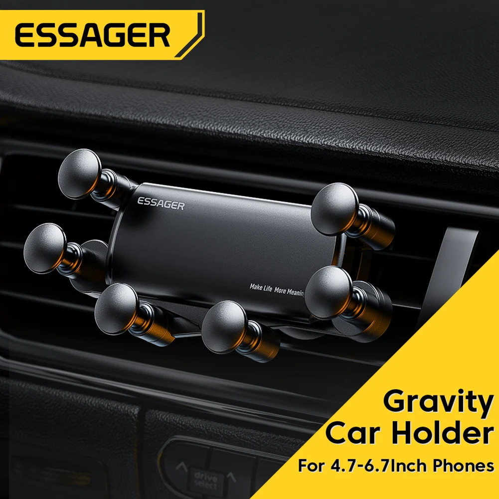 

Universal Car Phone Mount with Clamp Mount Gravity Expansion Design for 4.7 to 6.7 Inch Phones Black Car Holder