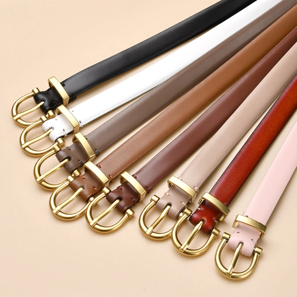 Schmaler Ledergürtel für Damen | 1,8 cm breiter Gürtel aus Rindsleder mit klassischer Dornschließe | Freizeitgürtel | Hochwertiger Modischer Gürtel – Detail 8