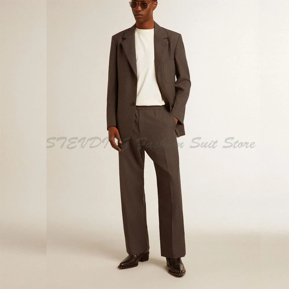 

Chic Wedding suits Notch Lapel Single Breasted Sets High Quality Loose 2 Piece Jacket Pants Business Banquet Male Clothing 2025