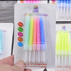 10Pcs/set Spiral Thread Candle Creative Party Cake Art Candle Cartoon Birthday Romantic Colorful Candles Baking Decoration