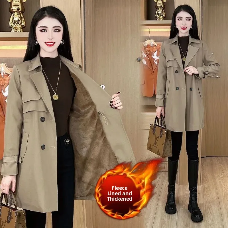 

Thiened Fce, женское осенне-зимнее новое модное пальто миди длиной до талии, утягивающее теплое индивидуальное пальто, корейское Sle Lon...