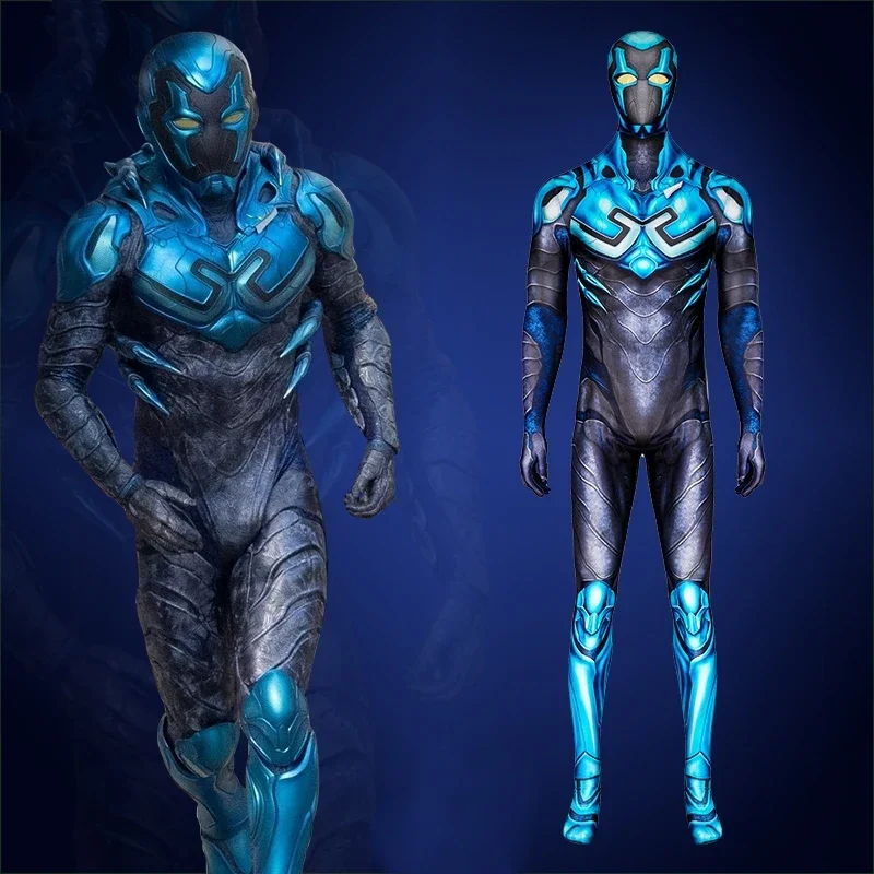 

Anime Cos Blue Beetle Cosplay Costume Mens Bodysuit Spandex Lycra 3D Printed Zenzai Suit Halloween Jumpsuit Costume Adults