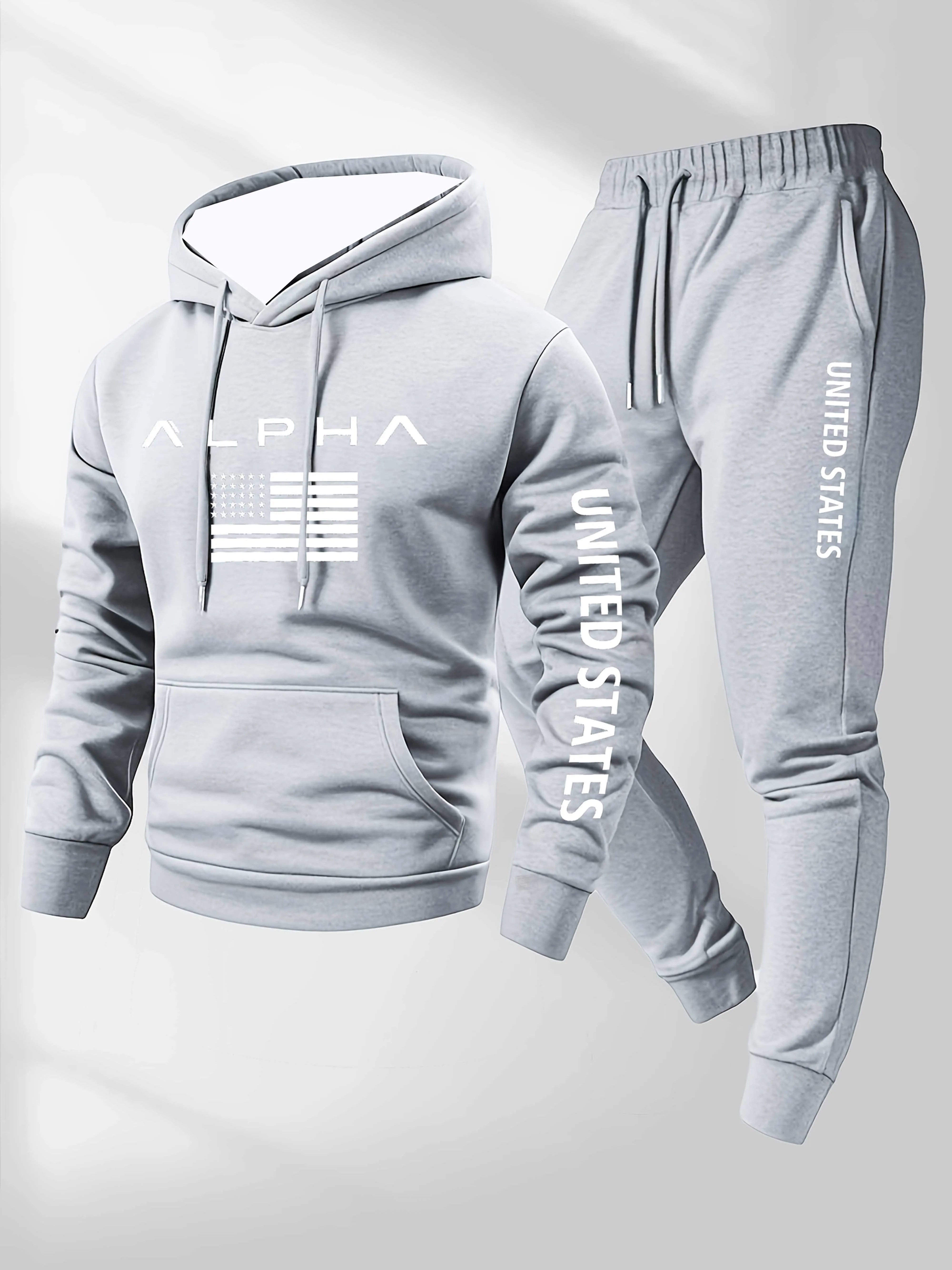 2025 الخريف والشتاء جديد Y2K مجموعة رياضية هوديي الرجال الموضة المتضخم اللياقة البدنية اليومية مريحة الشارع قطعتين مجموعة بلوزات + السراويل #3