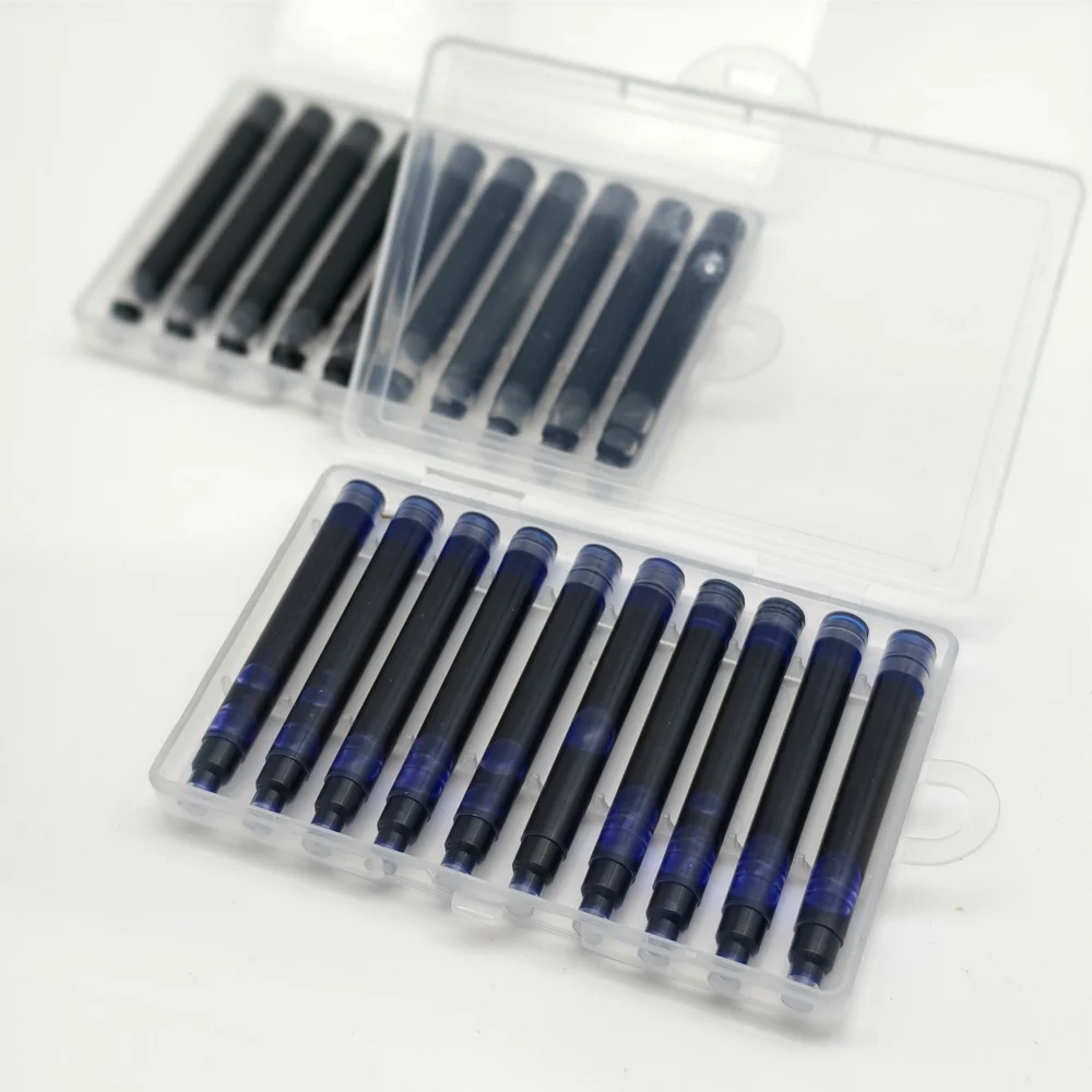 10–50 Stück Box mit universellen Füllfederhalter-Tintenpatronen, Nachfüllpackung mit blauer und schwarzer Tinte, glatt schreibende Tintenkapsel für Füllfederhalter-Zubehör – Detail 1