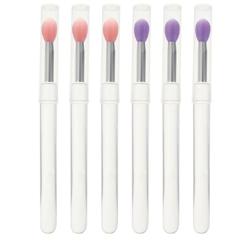 Aplicador de brillo de silicona para máscara de sombra de ojos, cepillo portátil para sombra de ojos, cepillo compacto para máscara de labios, uso profesional en el hogar, 6 uds.