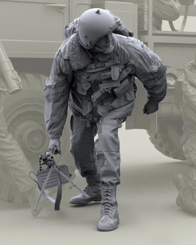 Kit de figurines en résine moulée sous pression, échelle 1/16, soldat des troupes internes russes avec mitrailleuse (sans camion), non assemblé et non peint