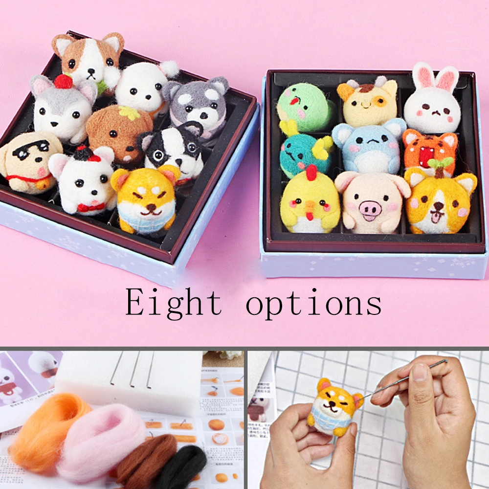 Felt Fashion Women Craft Handmade Lovely Dog Puppy Toy Doll Wool Felt Poked Kitting DIY Cute Animal Wool Felting Non Finished