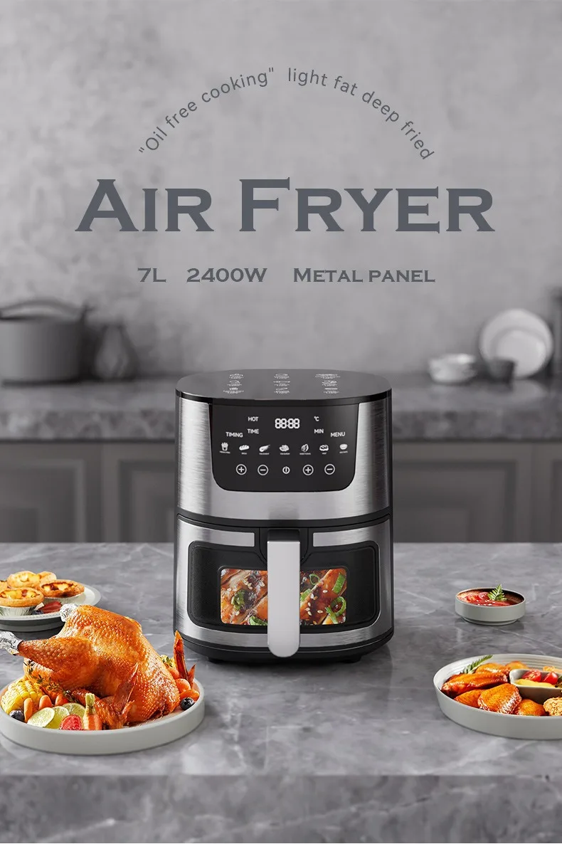7L Visual Air Fryer Household Large Capacity Multifunctional Stainless Steel Air Fryer Freidora Aire
