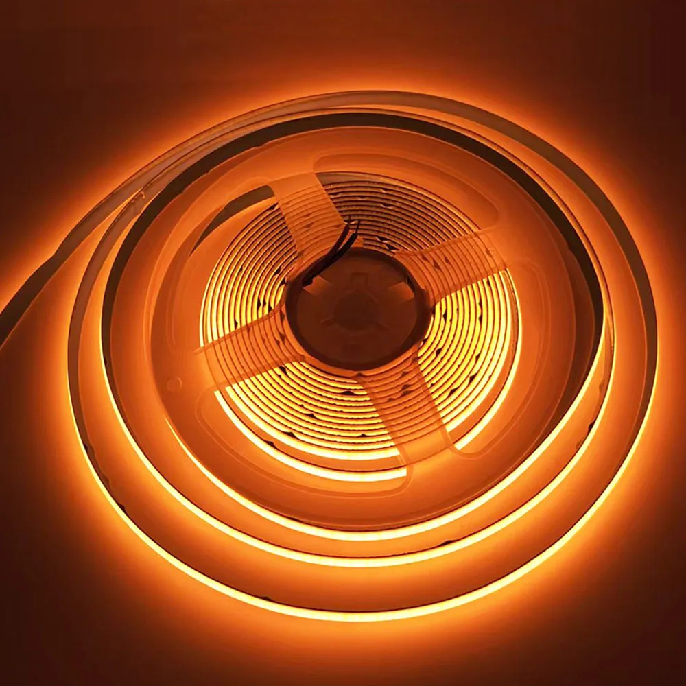 5V 12V 24V Orange Amber COB LED Strip Lights 3mm 5mm 8mm RA90 Flexible LED Tape 1700k 1800k 1900k 3000K 4000K 6000K 5m 10m 50m