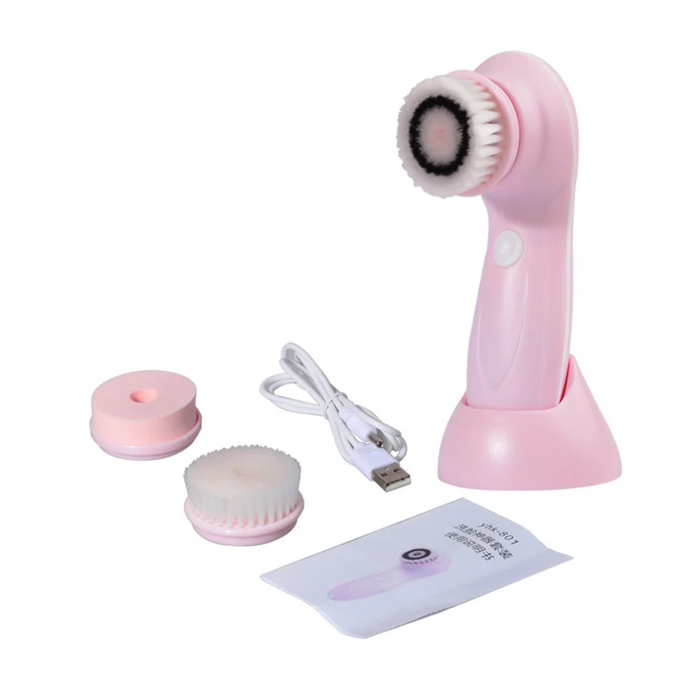 Factory Wholesale Mini Electric Sonic Cleansing Brush 3 in 1 USB Charging Waterproof Stainless Steel Cleaning
