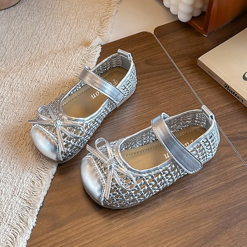 

Fashion Kids Hollow-out Flat Shoes New Breathable Daily Wear Toddlers Girls Causal Shoes Woven Non-slip Children Mary Jane Shoes