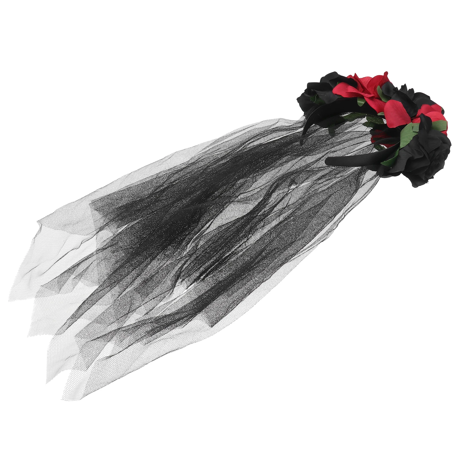 

Funny Halloween Veil Costume Hair Accessory Lightweight Durable Festival Carnival Makeup Decor Headband Rose Design Women Party