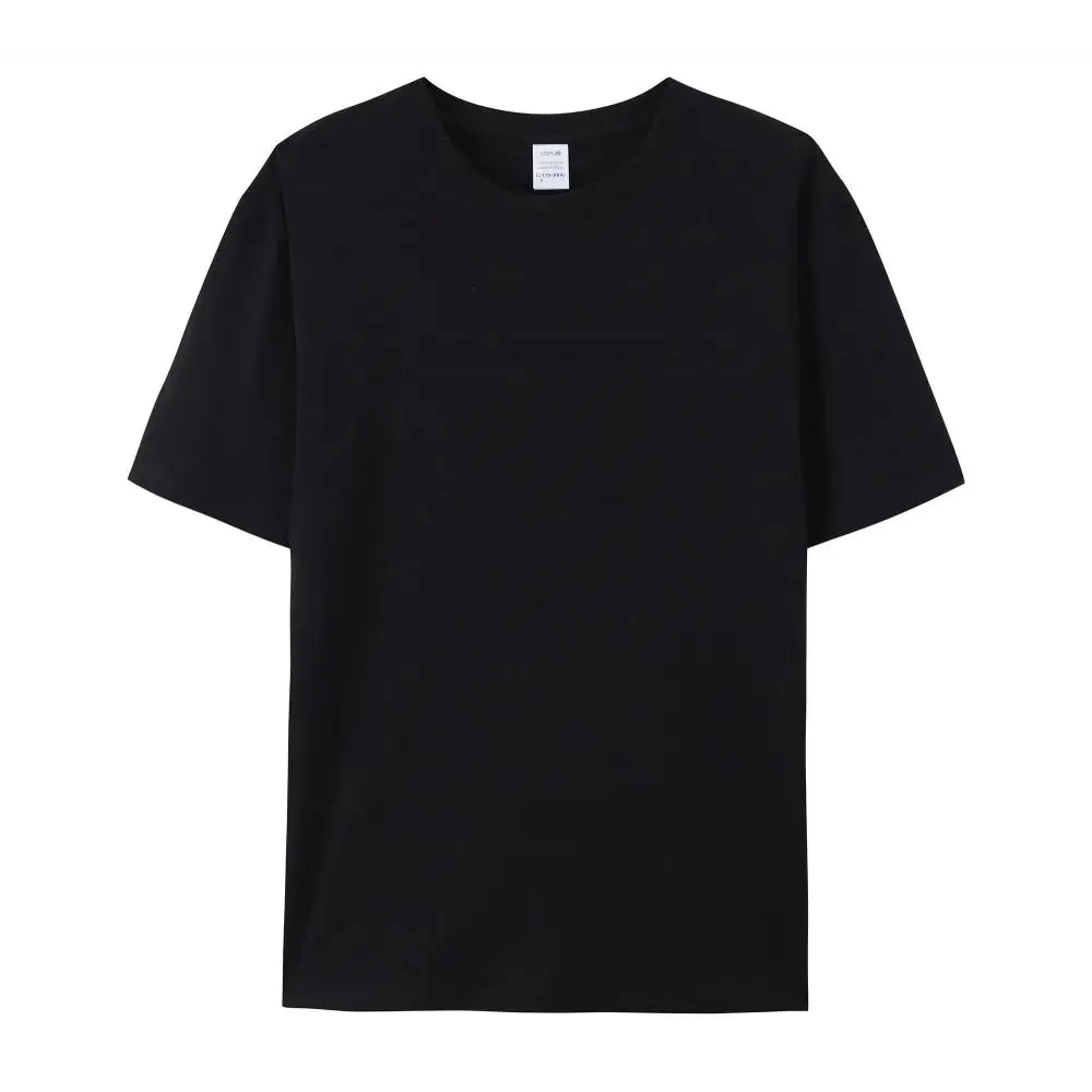 Camiseta blanca lisa con cuello redondo para mujer, camiseta negra para Playeras De