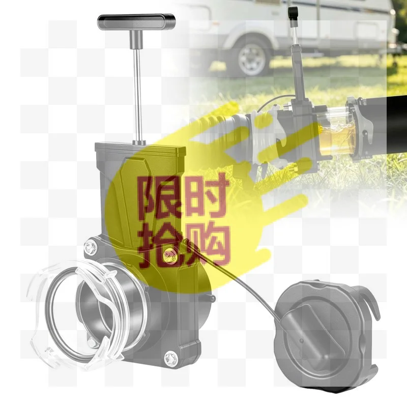 【CMO】Heavy Duty RV Rotary Sewage Gate Valve Leakproof Nonslip Handle For Caravan Drainage