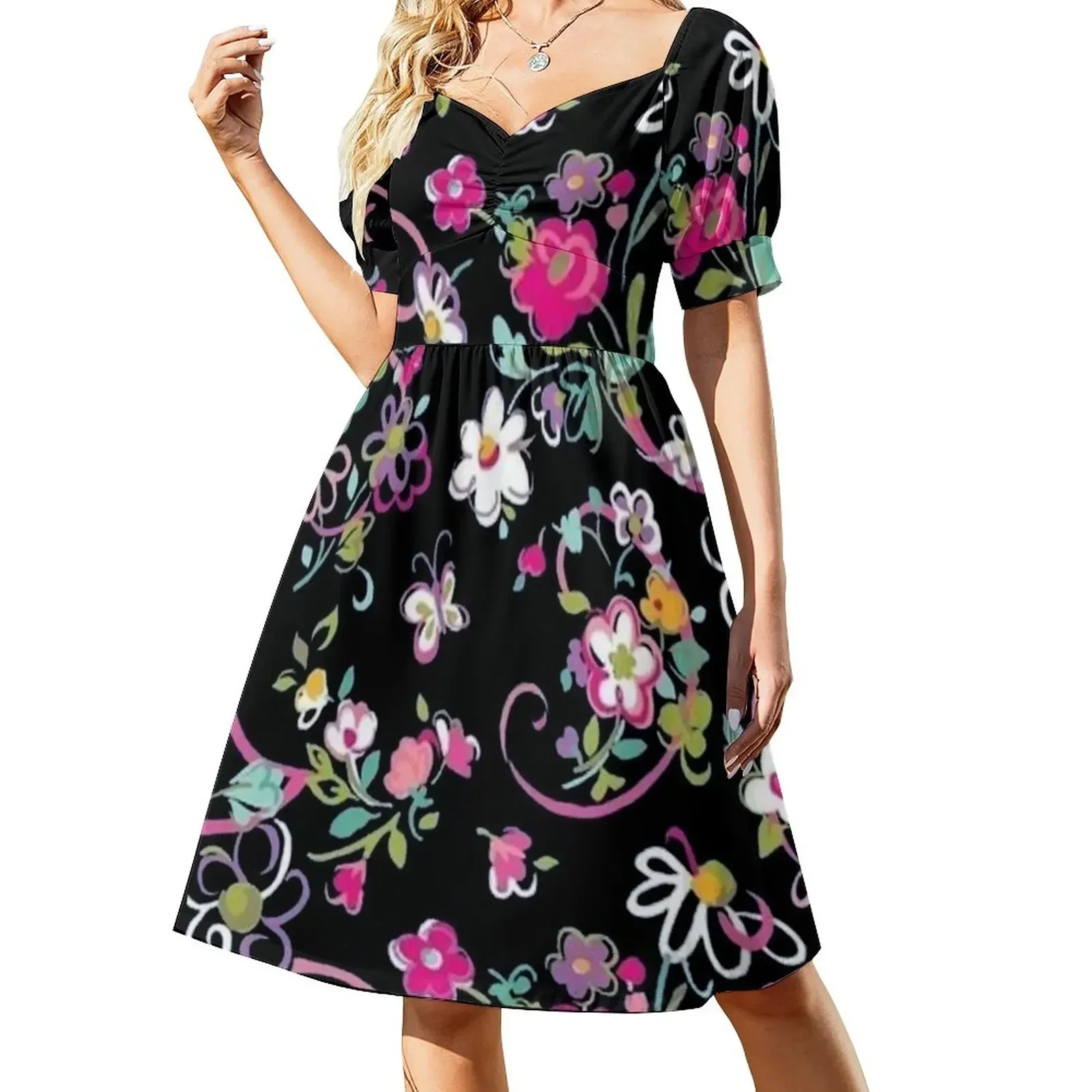 

Pattern 3D flowers, Funny Shirt flowers Short-Sleeved Dress wedding guest dress 2025 prom clothes Dress