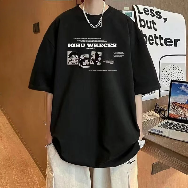

Summer American Cotton Short Sleeve 2025 New T-shirt Fashion Street Brand Men and Women with The Same Half Sleeve