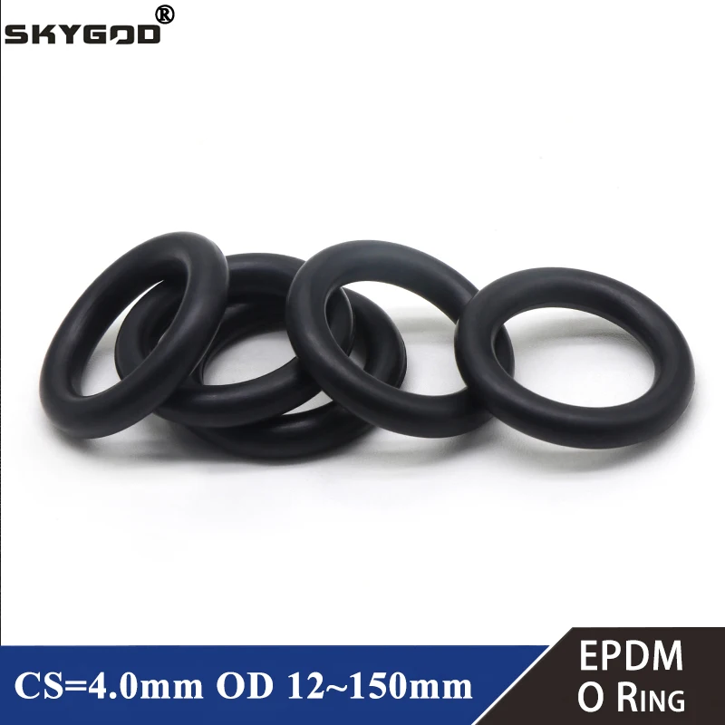 

10/50Pcs EPDM o Rings CS 4mm OD 12 ~ 150mm Acid and Alkali Resistance Water Resistance Friction Resistance o-ring Black