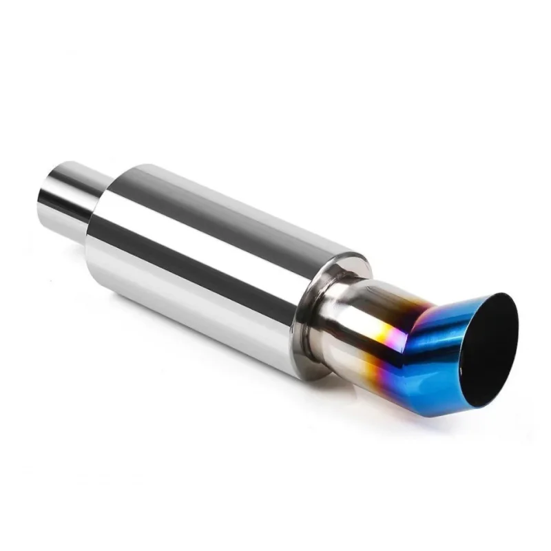 

2.5 Inch Stainless Steel Performance Exhaust Muffler High Flow Slanted Blue Burnt Tail Pipe Racing Exhaust Tip System