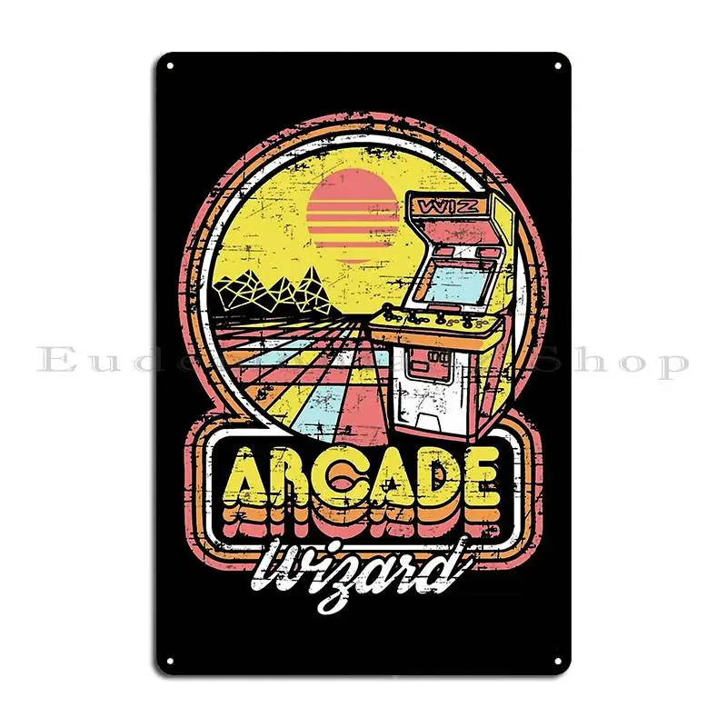 Wizard Video Game Console Controller Pac Arcade High Score Metal Plaque Poster Create Club Wall Plaque Wall Decor Designs