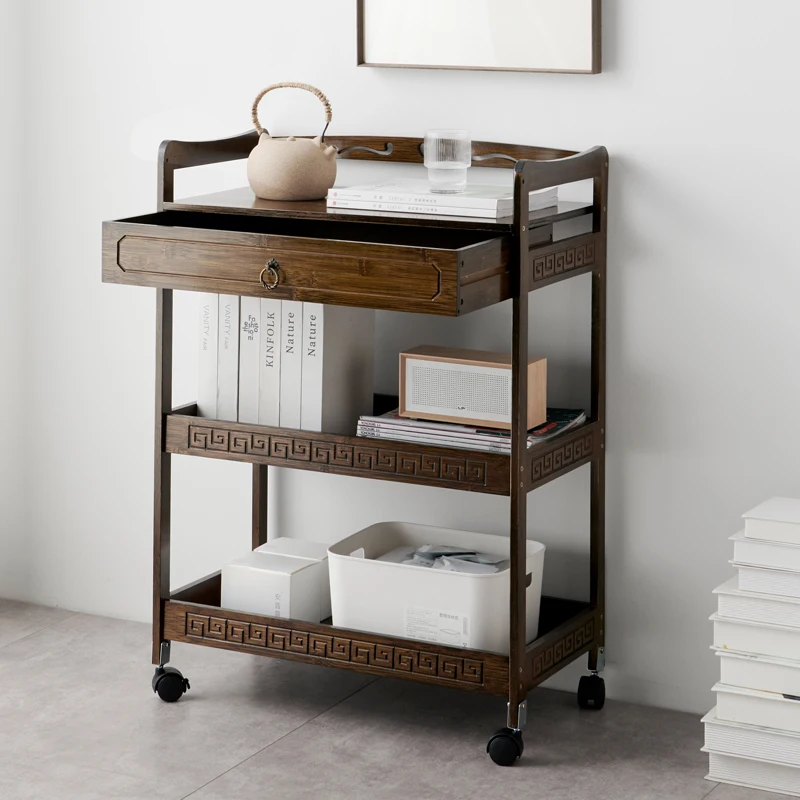 Movable bookshelf wheeled bedroom trolley shelf floor multi-layer sundry storage shelf living room storage shelf