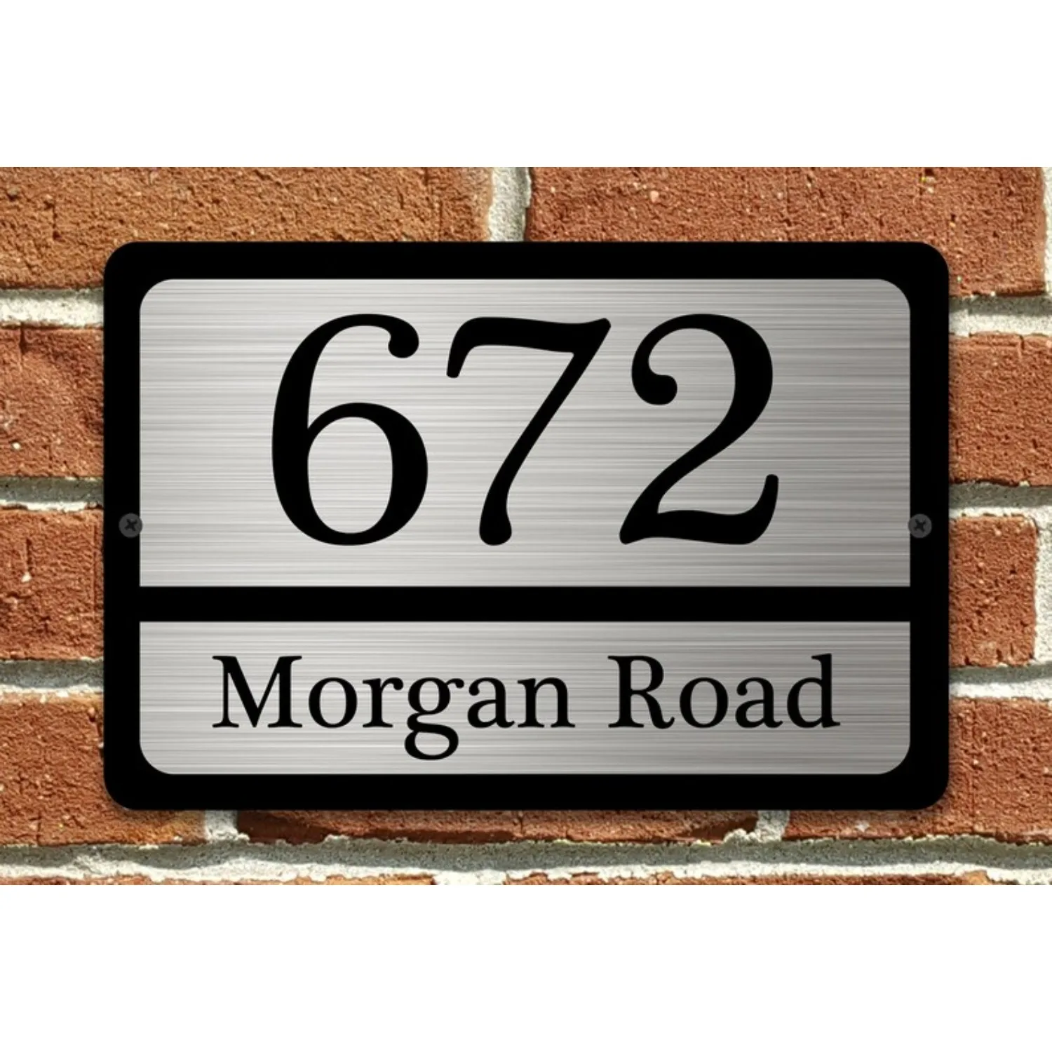 Customizable Brushed Silver Aluminum Home Address Sign, 12
