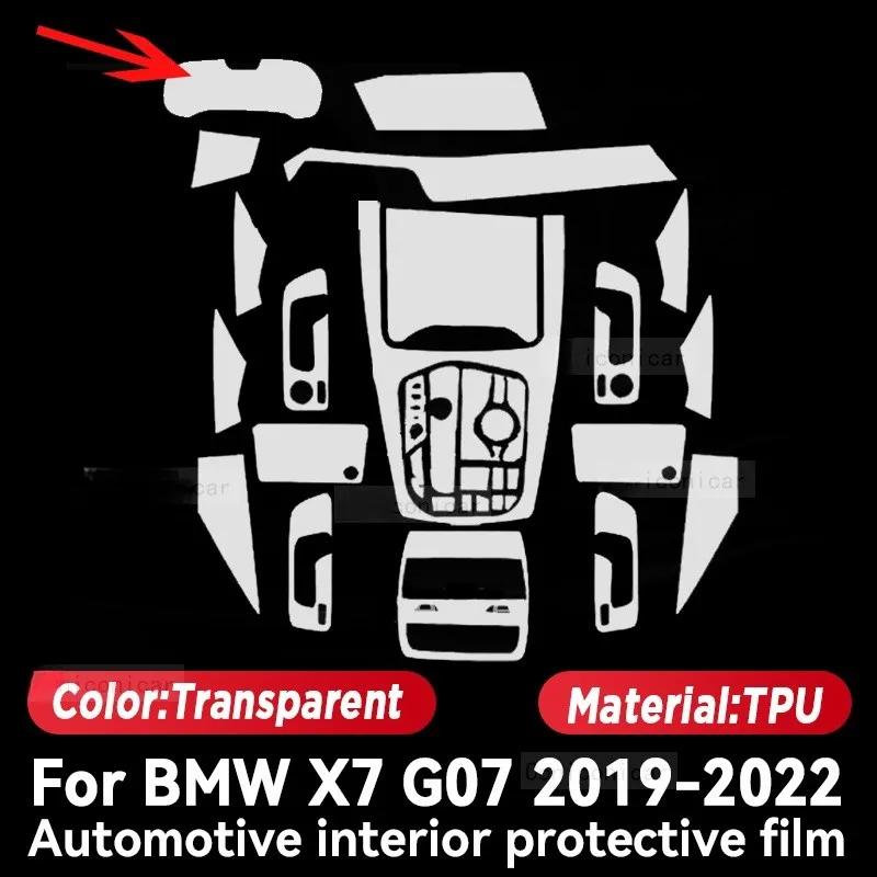 For BMW X7 G07 2019-2022 Gearbox Panel Dashboard Navigation Automotive Interior Protective Film TPU Anti-Scratch Accessories