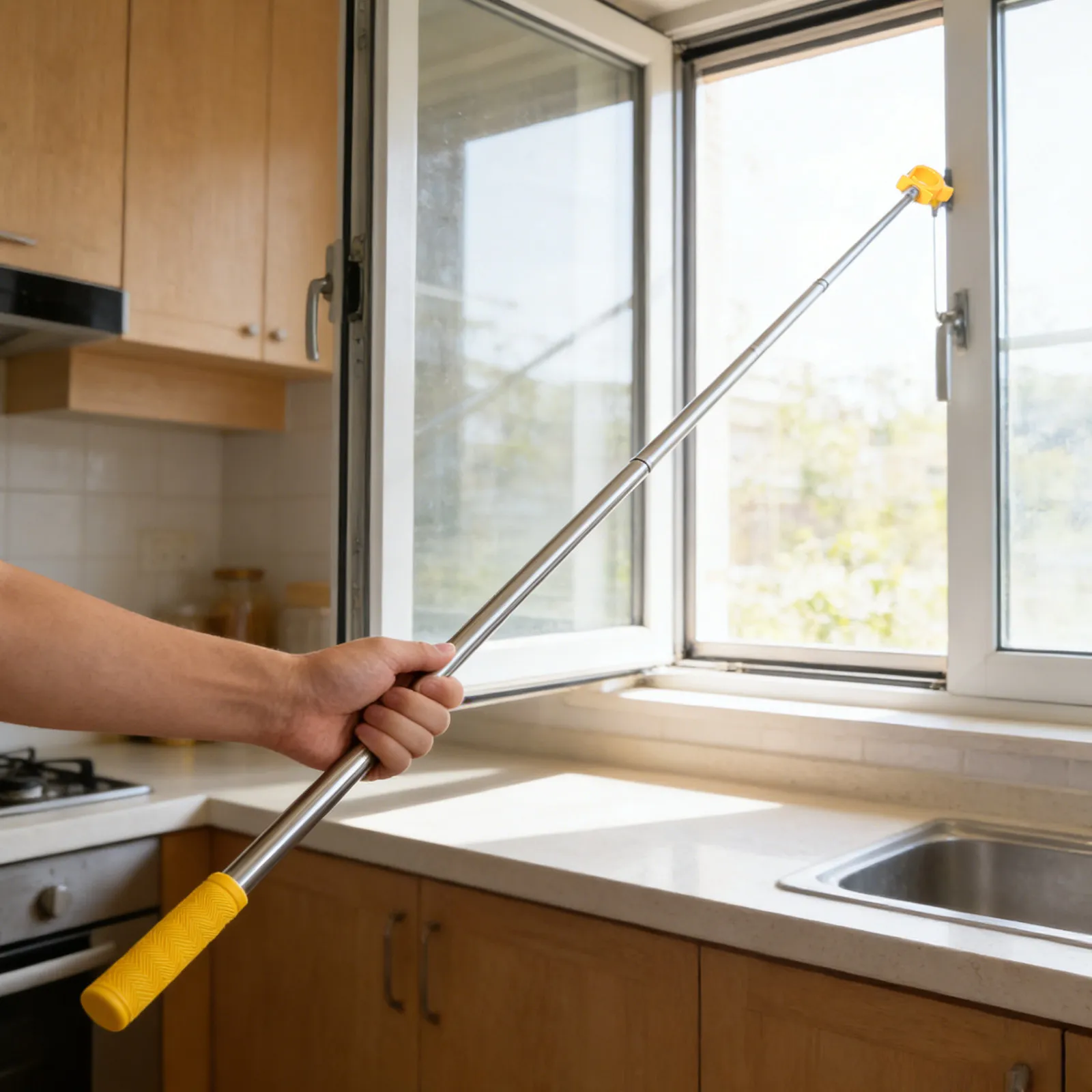 Adjustable Telescopic Window Opener Pole 1.88m Extendable Pull Rod for High Loft Hatches Awning Sash Blind